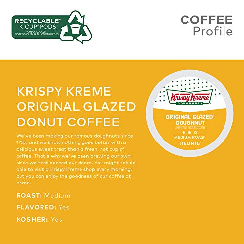 Krispy Kreme Original Glazed Doughnut Flavored Coffee Pods - 96 Count, Keurig Compatible, Medium Roast, Recyclable