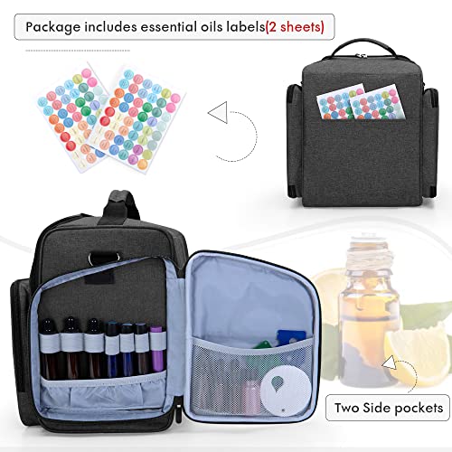 BAFASO Essential Oil Storage with 2 Sheet Labels, Essential Oil Case Holds 72 Bottles (15ml - 30ml), Black