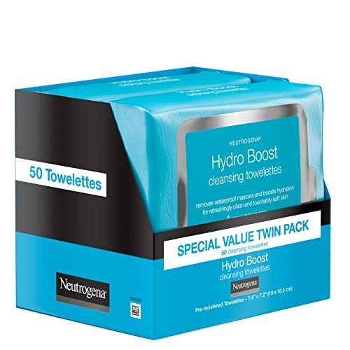 Neutrogena Hydro Boost Facial Cleansing & Makeup Remover Wipes Twin Pack 50 Count