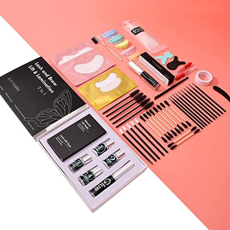 Eyelash Perm Eyebrow Lamination 2 in 1 Kit Easy DIY at Home 5 Minutes Curl Lift Long-Lasting a Month Professional Tool Make Lash and Brow More Volume 6 Weeks (2 1-Lash kit), Black