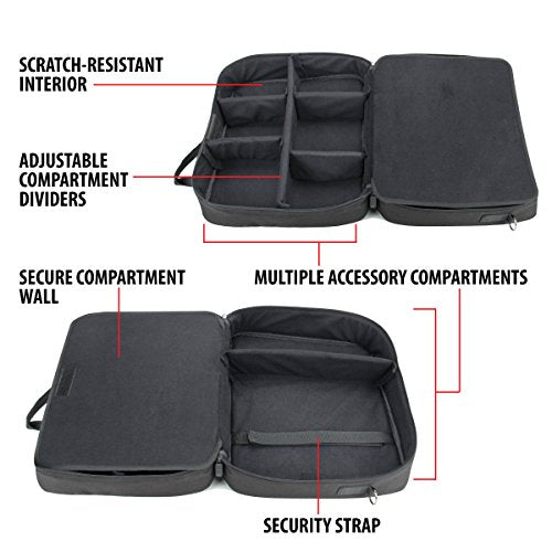USA Gear Large Hairstylist Traveling Bag - Hair Salon Case - Customizable Interior with Adjustable Dividers - Fit All Hair Equipment Blow Dryer, Barber Tools, Curling Iron, Brushes (Black)