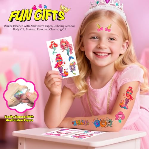 66 Sheets Temporary Tattoos for Kids, 500+ Fake Tattoos Stickers for Boys & Girls, Individually Wrapped Bulk Party Favors, Goodie Bag Stuffers (Mermaid, Unicorn, Monster, Shark, Animal)