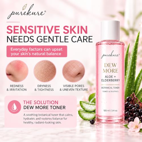 Organic Aloe & Elderberry Facial Toner for Sensitive Skin - Hydrating & Pore-Minimizing, Alcohol-Free 100mL