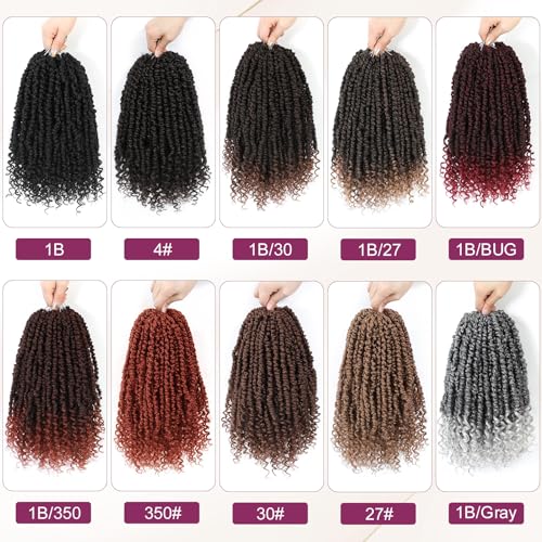 Pre-Looped Passion Twist Crochet Hair 10 Inch - T1B/30, 8 Packs