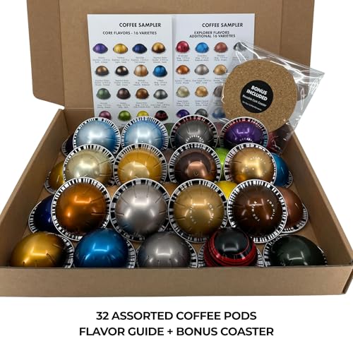 32 Count Coffee Pod Sampler - Variety Pack with Flavor & Roast Options | Coffee Gift Set
