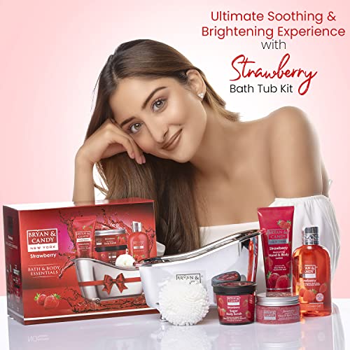 Strawberry Bath Gift Set for Women - Spa Baskets and Gift Boxes With Bath Sets
