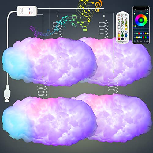 4PCS Cloud Lightning Light Kit - Music Sync & APP Control for Indoor Bedroom Decor - Variation 4