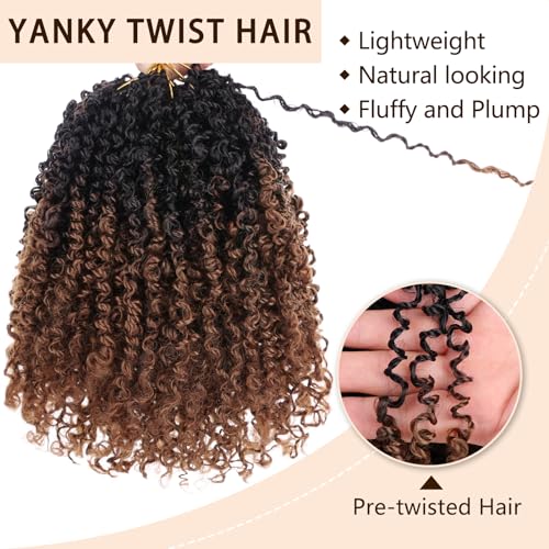 COOKOO 10 Inch Ombre Brown Yanky Twist Crochet Hair 1B/30# Pack of 8
