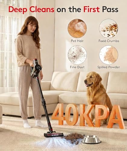 Cordless Vacuum Cleaner 40Kpa Suction 45Min Runtime 6-in-1 Self-Standing Dark Gray