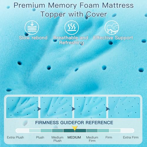 Full Size Memory Foam Mattress Topper 3 Inch Cooling Gel Support White Cover