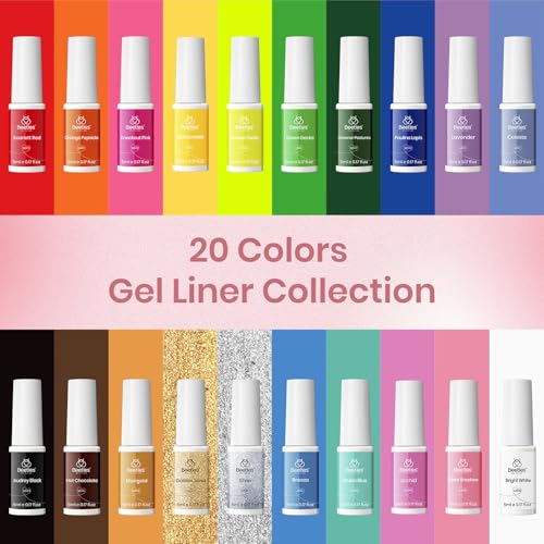 Beetles Gel Liner Nail Art Polish Set Pastel Gel Nail White Gold Red Glitter Neon French Tip Nails Polish Paint Swirl Built Thin Brush in Bottle Soak off Uv Lamp Nails Art Kit Gifts for Women