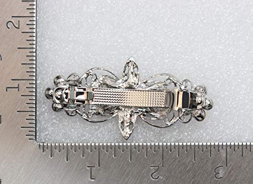 Faship Navy Blue Rhinestone Crystal Floral Hair Barrette Clip for Weddings