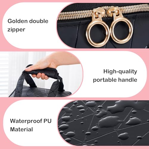 Uross X Large Nail Polish Organizer Bag Holds 60 Bottles & Nail Lamp - Black