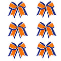 Cheerleader Hair Bows Set - Jumbo 8 Inch 3 Colors 3 Layers with Elastic Hair Ties - Royal Blue White Orange