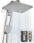 Brushed Nickel Dual Filtered Rainfall Handheld Showerhead Combo for Hard Water
