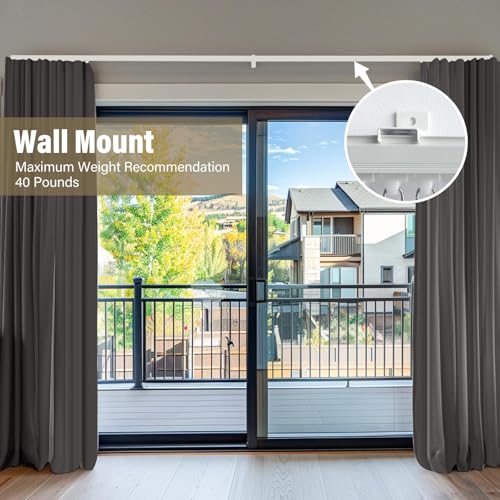 Heavy Duty Ceiling Curtain Track Wall Mount - 18 FT White Room Divider Rod with Hooks