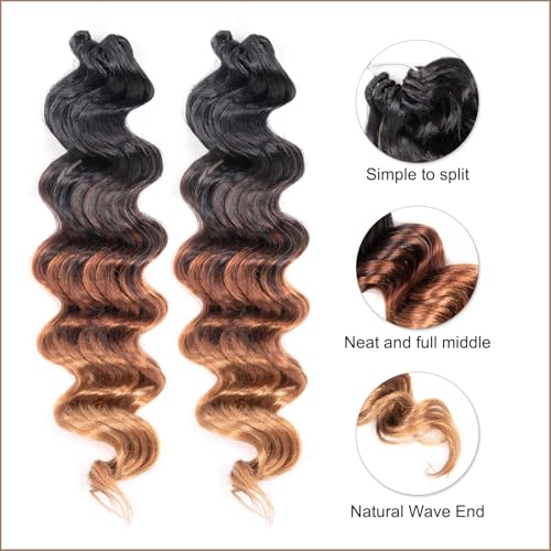Toyotress Ocean Wave Crochet Hair - 9 Inch Water Wave Braiding Extensions, 8 Packs, Ombre Brown Blonde