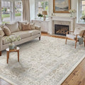 Accent Taupe Multi Vintage Floral Area Rug 6x9 Low Pile Non Slip