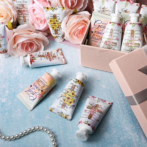72 Pcs Christian Hand Cream Bulk Gifts for Women Bible Verse Mini Hand Lotion Scripture Travel Lotion for Dry Cracked Christian Religious Gifts Bulk for Mom Women Teacher Wedding Favors (Cross Style)