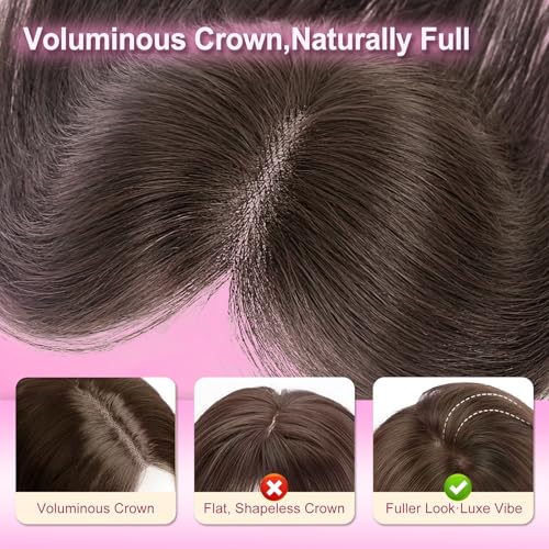 Dark Brown 20-Inch Clip-In Hair Topper for Thinning Hair - Easy Wear & Natural Look