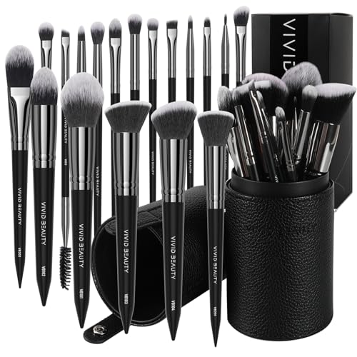Black 18-Piece Professional Makeup Brush Set with Travel Case for Face & Eyes