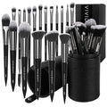 Black 18-Piece Professional Makeup Brush Set with Travel Case for Face & Eyes