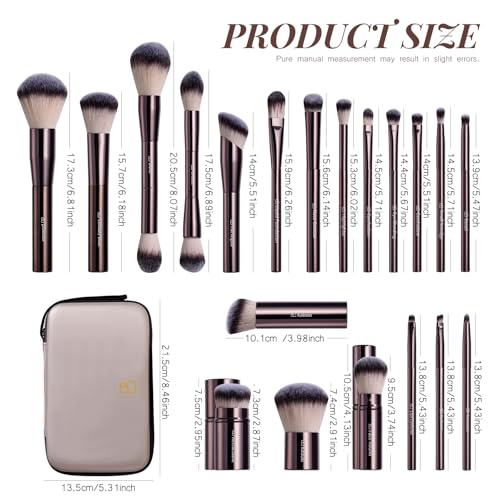 BS-MALL Makeup Brushes Kit ? Professional Makeup Tools with Travel Case, Includes Foundation, Powder, Concealer, Lip & Eyeshadow Brushes for Daily Use & Versatile Occasions (Metallic Brown)