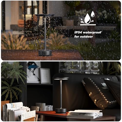 Black Rechargeable Cordless Table Lamp 2 Pack - 5000mAh Outdoor & Indoor Lighting