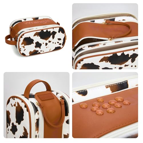 Montana West Wrangler Large Cow-Brown Travel Makeup & Toiletry Bag
