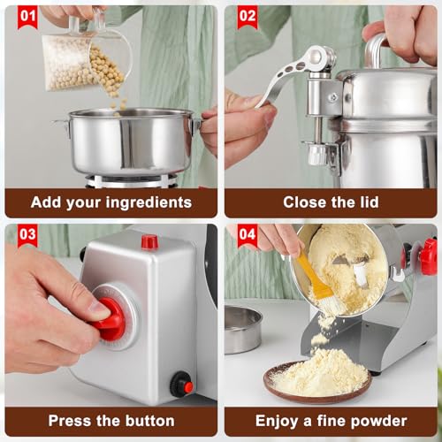 Electric Grain Mill Grinder 800g Stainless Steel Food Flour Mill for Home Use