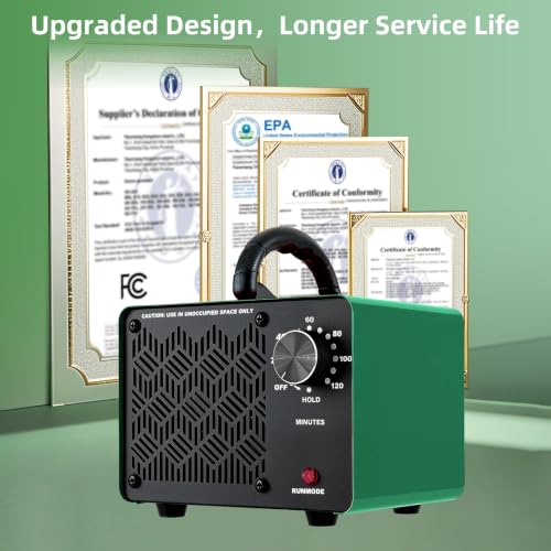Dual-Fan Ozone Air Purifier and Odor Eliminator - 198,000mg/h, Green