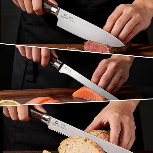 Pakkawood Brown 3-Piece Knife Set with Japanese High Carbon Steel Chef Knives