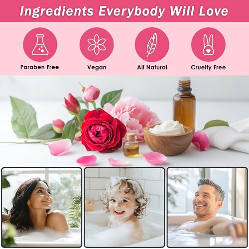 Spa Gift Baskets For Women - Luxury Bath Set With Rose Oil & Peony - Spa Kit Includes Body Wash, Bubble Bath, Lotion, Bath Salts, Body Scrub, Body Spray, Shower Puff, and Towel