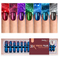 Galaxy Cat Eye Nails Short Square Press On Nails - 7 Colors, 224 Pcs, Variation 1
