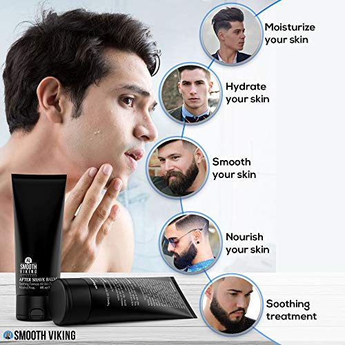 Smooth Viking Beard Care After Shave Balm For Men, Alcohol Free Mave Balm with Spiced Black Pepper Scents, Aftershave For Men, Soothing, Moisturizing - After Shave Lotion For Men Sensitive Skin (4 Oz)