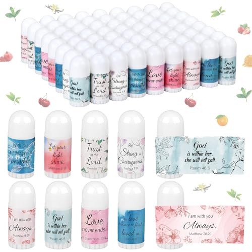 72 Pcs Christian Mini Lip Balm Bulk Gift, 8 Flavors, Moisturizing for All Skin Types, Gift for Operation Christmas, Christian Charity Donation Supplies