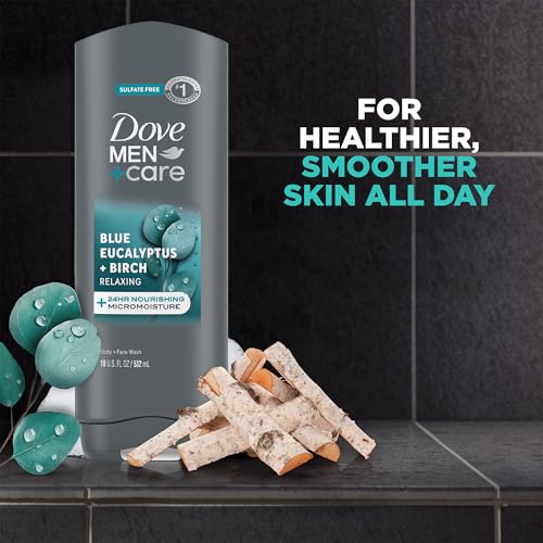 Dove Men+ Care Shower Essentials ? Relaxing Body + Face Wash, Blue Eucalyptus + Birch and Revitalizing 2-in-1 Shampoo, Eucalyptus + Cedar
