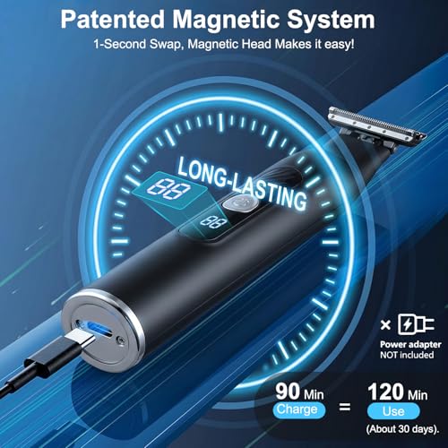 Men’s Waterproof Electric Shaver & Body Groomer - Painless Dual‑Sided Blade Trimmer with LED Display, USB-C Charging