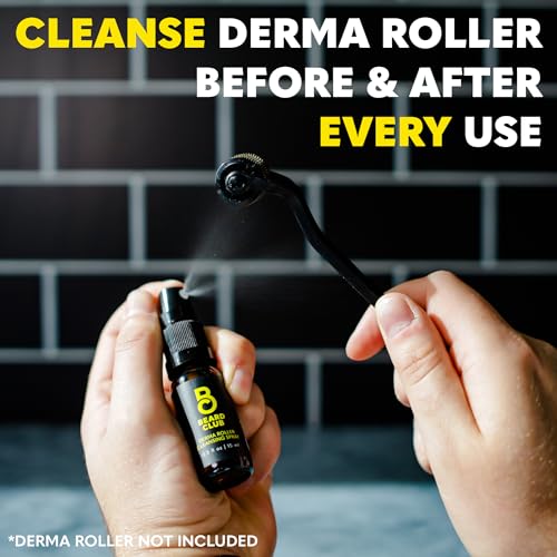 The Beard Club Derma Roller & Cleansing Spray for Face, Body and Scalp Microneedling for Men and Women With 540 Titanium Microneedles - Beard Roller for Hair & Beard