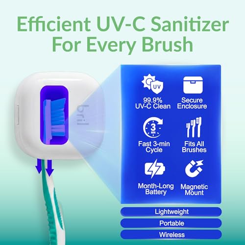 UV-C Toothbrush Sanitizer & Holder Wall Mount - Rechargeable White (Variation of THIS listing)
