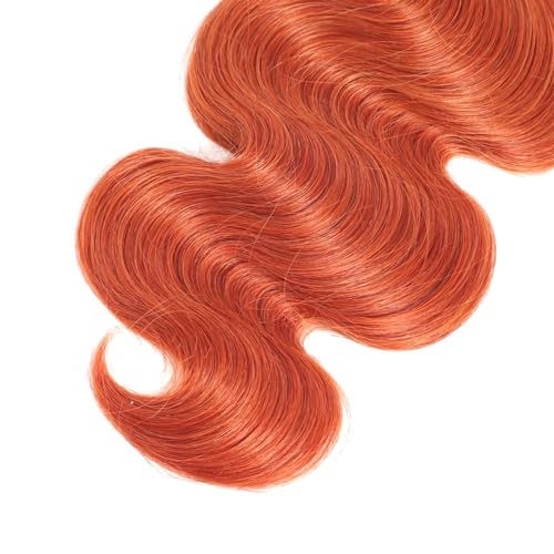 350 Orange Hair Extensions - Body Wave Brazilian Virgin Human Hair 14 Inch - Double Weft, 50g Bundles (Variation: 350 Orange B / 14 14 14 Inch)