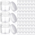 Meanplan 100 Pcs 1 oz Plastic Container Jars with Lids Round Leak Proof Refillable Small Cosmetic Jars for Lotion, Cream, Makeup, Eye Shadow, Rhinestone, Samples, Pot, Travel Storage(Clear)
