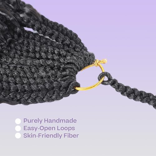 salanno Classic Goddess Box Braids Crochet Hair 24 Inch - 8 Packs of Synthetic Extensions with Curly Ends, Natural Black