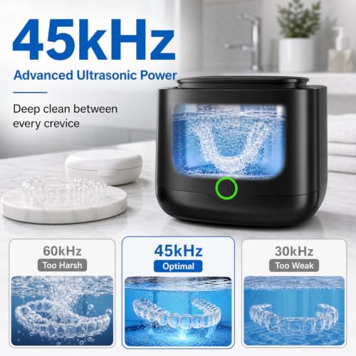 OnBeam Black Ultrasonic & UV Retainer Cleaner Machine - Wireless Dental Pod