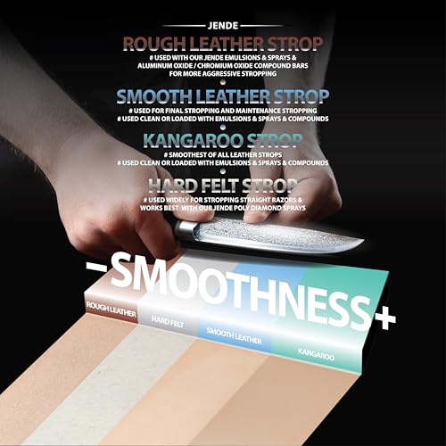 Jende 210x70mm Cow Leather Knife Strop on 3/4" thick weatherproof acrylic-Leather Knife Strop