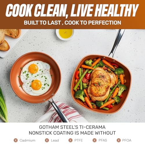 12 Piece Nonstick Titanium Ceramic Cookware Set with Steamer - Gotham Steel