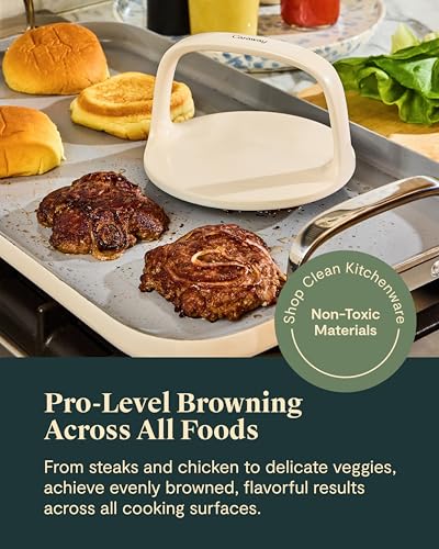 Cream Caraway Stainless Steel Grill Press with Handle – Even Pressing & Seared Results