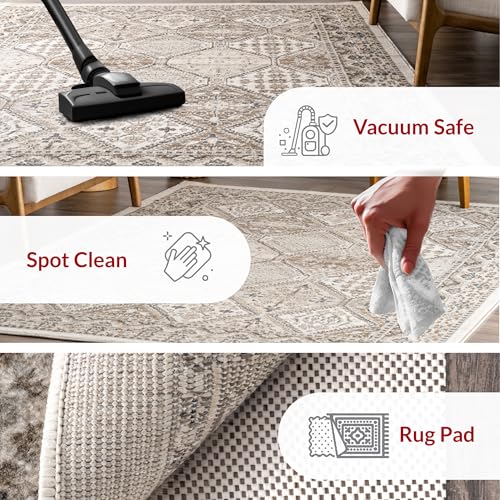 nuLOOM Becca Beige Medallion Power Loomed Area Rug 6'7" x 9' (7x9) Rectangular