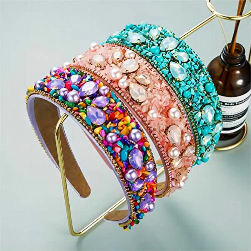 Girls Rainbow Rhinestone Headband - Purple & Pink Party Hair Accessories