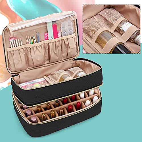 BAFASO Nail Polish Organizer Holds 40 Bottles - Black, Resizable Divider